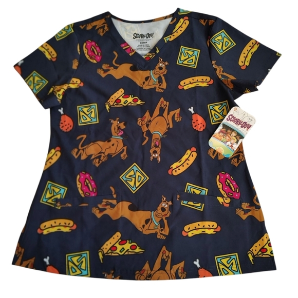 Scooby-Doo Novelty Scrub Top V-Neck, Short Sleeve Top Size S Navy NWT - Picture 8 of 8